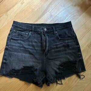American Eagle Black Distressed Jean Shorts